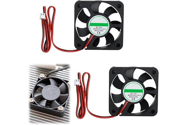 2 x 50 x 50 x 10mm 2 Pin DC 12V 5010 50mm Mini Fan Silent Cooling with Cables, 12V Miniature Brushless Fan for 3D Printer wit