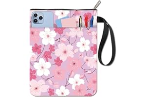 CRASPIRE Custodia per Libri con Fiori di Ciliegio Copertine Protettive con Fiori Rosa per Libri Tascabili Copertina per Libri In Tessuto Lavabile con Cerniera e Tasca Extra Sulla Manica per Gli Amanti