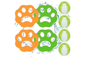 PAPOIYA Tierhaarentferner Waschmaschine, Wäschebälle, Haarfänger, Waschmaschinen-Fusselentferner, Wiederverwendbar – Tierfell-Wäschefänger, Haarfänger Waschmaschine,Entfernt Tierhaare,Fusseln&Flusen(8 Stück)