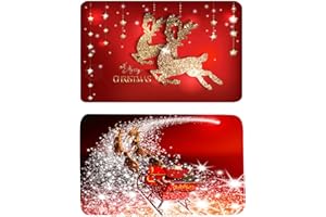Smavles Felpudo Navidad 2 Piezas Alfombras Navidad Alfombrilla de Baño Antideslizante Absorbente Alfombrillas Decorativas de Navidad para el Salón el Baño la Cocina
