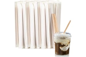 COZEVDNT 100 x Wooden Coffee Stirrers, Eco Friendly Coffee Stirrers Wood for Hot Drinks, Individually Wrapped Wood Coffee Stir Sticks, for Coffee, Tea, Milk, Juice, DIY Crafts (14CM)