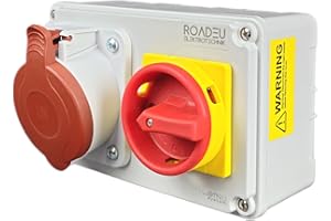 RoadEu - Presa Schuko 16 A 5P 415 V - Presa CEE trifase con interruttore automatico bloccabile. IP44