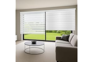 Estores Noche y Día de Calidad con Doble Tejido Elegantes para Ventanas de Interior y Puertas. Elige la privacidad y el Paso de la luz STORESDECO Blanco 140 x 250 cm (Ancho x Largo)