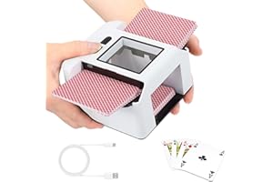 comeder Mélangeur de Cartes électrique pour 1 à 2 Jeux, Automatique et Manuel, avec Fonction One-Touch, Rechargeable (2 000 mAh), pour Poker, Blackjack, UNO, Skip-BO, Phase 10 (B)