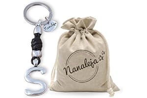 Llavero inicial S de cuero trenzado - Nanaleja - Tus Iniciales - llaveros personalizados hechos a mano - llaveros originales hombre y mujer - porta llaves de bolsillo - regalos originales casa nueva