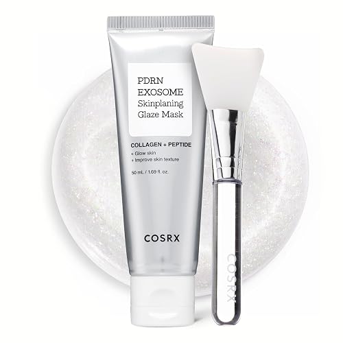 COSRX PDRN Exosome Skinplaning Glaze Mask for Glass Skin with Salmon DNA PDRN and Exosomes, Collagen Night Wrapping Mask for the Face, with Silicone Brush, Refines the Skin, 50 ml, Korean Skincare
