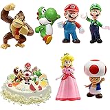 YISKY Super Mario Figures, Super Mario Giocattoli Modello, Super Mario Bros PVC Toys, Cake Topper, Bambini E Baby Shower Forn