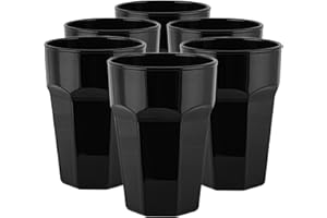 TREND FOR HOME Set Bicchieri Acqua Vetro Colorati 425 ml Bicchieri Neri 6 Bicchieri Colorati Vetro Tumbler Alto Cocktail Bicchieri Caffe Vetro Bicchiere Smoothie Grande | Gigi Piano Black