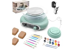 fisca Mini-Töpferscheibe, 4,7" Töpferscheibe für Kinder, Jugendliche und Erwachsene Anfänger, Plug-In-Motor, 1,32 lbs luftgetrockneter Ton, Bastelset für DIY, Keramikarbeiten und Kunstschaffen