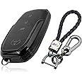 JVCV® Soft TPU Transparent Cover Compatible with Toyota Fortuner, Hilux, Innova Crysta, Fortuner Legender, Innova HyCross, Land Cruiser 2B/3B Smart Key (With Keychain - Style B)