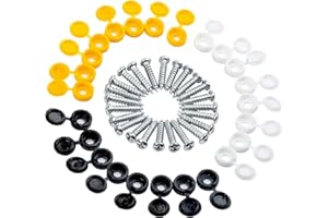 EU AUTO PARTS LTD EU AUTO PARTS X Number Plate Fixing Kit – 24 Screws & Caps for Car License Plates – Black, Yellow, White Hinged Covers – Universal Fit