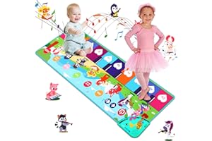 BelleStyle Baby Spielzeug ab 1 Jahr, Musikmatte Kinder, Piano Matte Klaviermatte Tanzmatte mit 8 Instrumenten Lernspielzeug Weihnachts Geschenke für Kinder ab 1 2 3 4 Junge Mädchen - 110x36cm