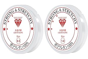 MOGITO Fil Elastique pour Bracelet - Transparent pour Perles, Bijoux, Fabrication et Artisanat (2, ∅0.5mm (17m) + ∅1.0mm (5m))