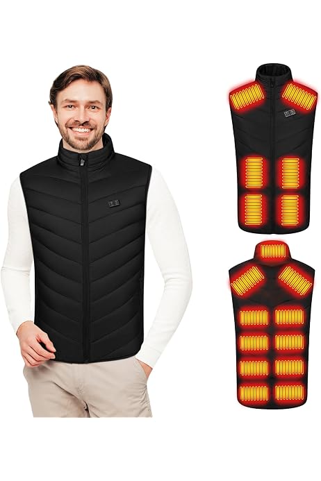Gilet Chauffant BIAL Homme - 8 Zones Chauffantes - Batterie 12000 MAh - Contrôle Température NTC