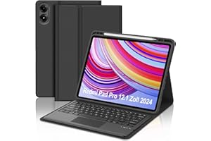 SENGBIRCH Teclado para Redmi Pad Pro 12,1 Pulgada - Funda Teclado para Redmi Pad Pro 2024 con Touchpad, Teclado Español Ñ Bluetooth Desmontable para Redmi Pad Pro 12,1 Pulgada 2024, Negro