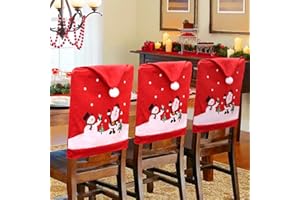 LOVICVKEM coprisedie Natalizi,Set di 6 coprisedie natalizi,Coprisedie a tema natalizio,Coprisedia protettivo con design natalizio,Adatto per coperture per sedie da ristorante, casa, feste