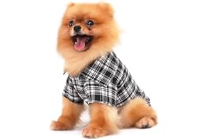 QICHENG&LYS QiCheng & LYS Camicia per cani, a quadretti, 2 gambe,canotta per cani di piccola taglia,per il tempo libero, per estate, primavera, autunno,Camicia a Quadri per Gatti Morbida e Confortevole(Nero, L)