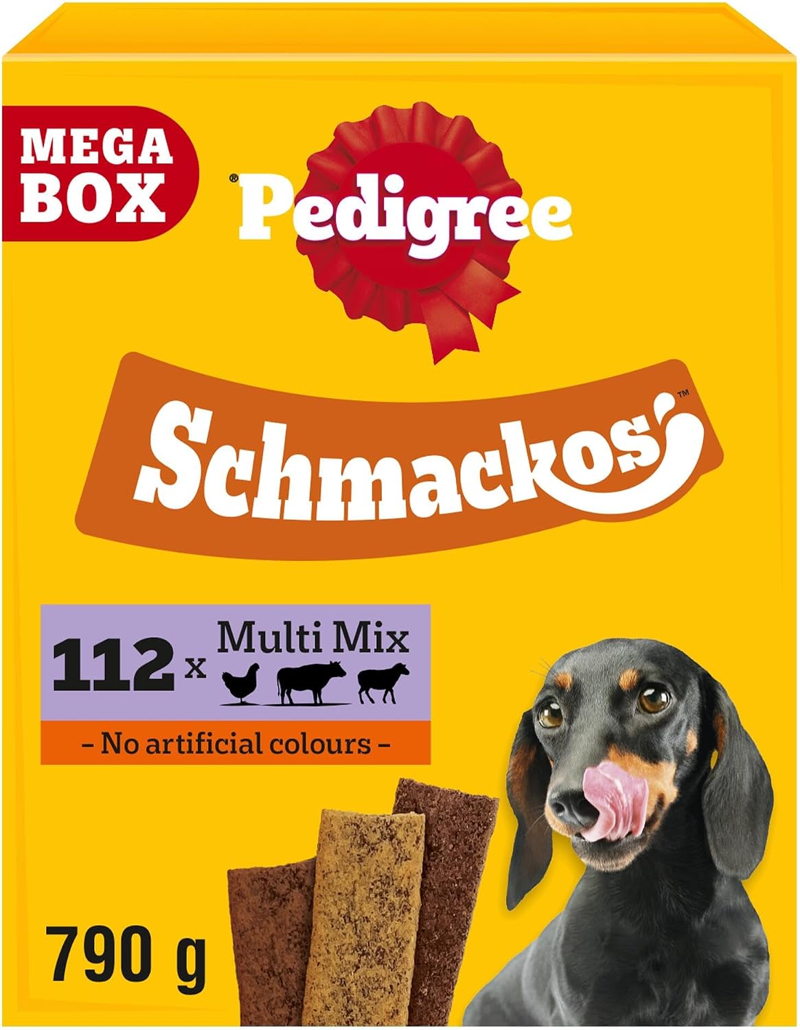 Pedigree Schmackos Mega Pack 110/112 Strips Snacks, Dog Treat Multipack with Beef, Lamb and Poultry Flavours