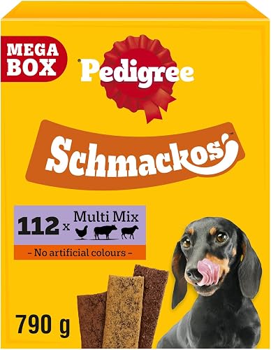 Pedigree Schmackos Mega Pack 110/112 Strips Snacks, Dog Treat Multipack with Beef, Lamb and Poultry Flavours