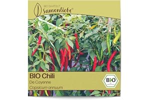 Samenliebe BIO Chili Samen alte Sorte De Cayenne scharfe Peperoni länglich spitze Paprika rot 10 Samen samenfestes Gemüse Saatgut für Gewächshaus Freiland und Balkon BIO Gemüsesamen
