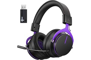 Inwa 5,8 G Cuffie da Gioco Wireless con Mixer Game/Chat Equilibrio, Bassa Latenza 5,8 GHz, Tecnologia Surround 7.1, Padiglioni Proteiche Morbide, Microfono Rimovibile, per PS4/PS5/PC/Switch(Viola)