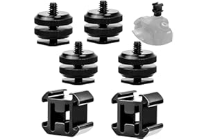 DRWOSM 6Stk Kamera Blitzschuhadapter Set Cold Shoe Mount Dreifach Blitzschuh Adapter Blitzschuh Stativgewinde 1/4 "20 für Blitzlichter Audiorecorder Mikrofone CSM Einbauadapter Photographic Equipment Schwarz