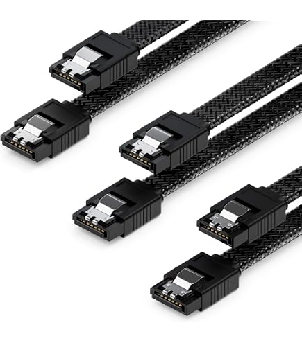 5 Cavi Dati SATA III 6Gbps Ad Angolo Retto 20 Cm | Cavi Piatti Per HDD/SSD, Connettori Con Blocco, Colore Blu, Per PC E Server