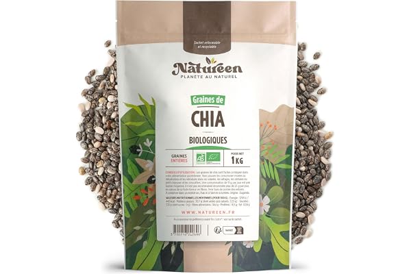 Graines de Chia Bio 1 Kg - Source de protéines - fibres - OMEGA 3
