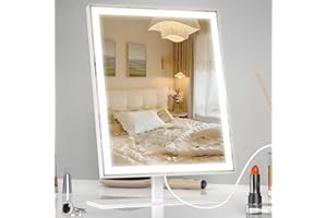 ‎ANTENLICHT ANTENLICHT Schminkspiegel mit Beleuchtung, Dimmbar Spiegel mit Beleuchtung mit Abnehmbare 10X Vergrößerung, 3 Farbmodi, LED Schminkspiegel mit Licht Hollywood Spiegel, Weiß