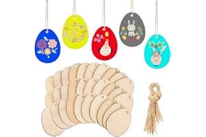 ToBeIT 40 uova di pasqua da decorare, uova in legno da dipingere, per bambini, fai da te, decorazioni pasquali