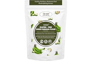 NIHKAN Gluten Free Green Banana Flour (Plantain Flour) - All Purpose Flour for Baking I Sugar Free & Low GI | Vegan Flour & Paleo friendly | Source of Resistant Starch & High Fibre - 454 gm (1lb)