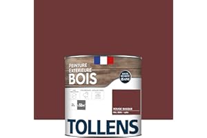 Tollens - Peinture extérieure bois 2 en 1 - Ultra Résistante - Finition Satin - Laque Riche en Résine - Pour Toute Boiserie Extérieure - Sans Sous-Couche - Satin - Rouge Basque - 2L = 32m2