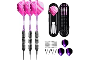 sanfeng Dartpfeile, Dartpfeile mit kunststoffspitze für elektronische dartscheibe 20 Gramm, Softdarts Dart Pfeile, Aluminum Shafts 50 Anti-Lose Gummiringe 30 Spitzen 6 Flights