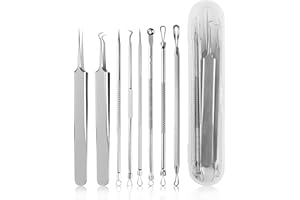 lulir Mitesserentferner & Blackhead Remover Kit – Rostfreier Edelstahl, Komedonenquetscher & Pinzette für Akne, inklusive tragbarer Aufbewahrung (8-teiliges)
