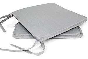 MANEMI Pack 2 Cojines para Silla 40x40x2cm - Cojín Decorativo con Textura de Bambú para Silla, Sofá o Comedor - Juego de Cojines de Asiento Estilo Rústico y Transpirable con Cintas de Sujeción,