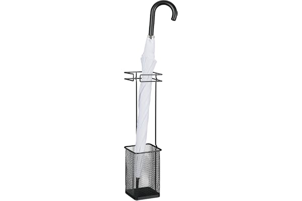 Relaxdays paraplyställ, HBT 52,5 x 13,5 x 13,5 cm, metall, fyrkantigt paraplyställ för paraplyer, modern