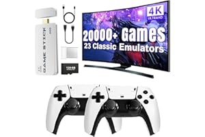 LOCVMIKY Retro Konsole, Game Stick Spielekonsole mit 20.000+ Klassikern, Retrolink 2 Wireless Controller,HDMI Plug & Play TV, Geschenk für Familie (Pro)