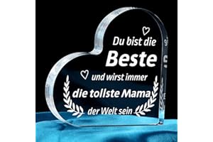 Blumuze Muttertagsgeschenke für Mama,Herzförmiges Acryl Dekoschild Mama Geschenk,Geburtstagsgeschenk Weihnachten für Mama,Beste Mutter Geschenkidee Mutter Geschenk zum Muttertag