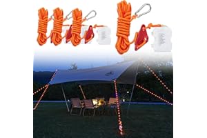 IEEILULU Cuerda para Tienda de Campaña, 4 Piezas Cuerda de Camping Ligera con Ajustador de Aluminio, Cuerdas Reflectantes para Paracord Senderismo Toldo Aire Libre (4pcs)