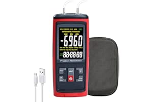 DANOPLUS Manomètre numérique avec plage de mesure ± 200 inH2O, manomètre différentiel, 13 unités sélectionnables, manomètre CVC avec grand écran LCD