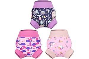 MOEMOE BABY Schwimmwindel Baby Wiederverwendbar Schwimmhose Wasserdichte Schwimmwindeln, Badeanzug für Jungen Mädchen Rosa L/4T/3-4 Jahre