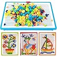 PARTEET Creative Jigsaw Puzzle Building Nails Blocks | Colorful Nails | Pegboard Educational Toy for Kids (Multicolor)