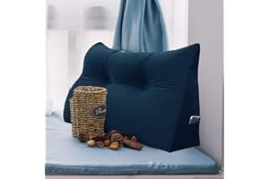 ‎JOHNEAR Johnear Rückenkissen Bett Keilkissen Sofa Rückenlehne Lesekissen, Lehnenkissen Dreieckige Kopfkissen Lendenkissen mit abnehmbarem Samt Bezug （Dunkelblau, 80cm