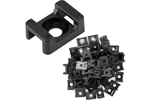 QWORK® 200PCS Base de Attache Câble en Plastique Noir pour Attaches de Câble de 9 mm - Organisateur de Câbles avec Trou de Vis