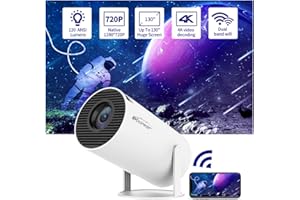 WOOPKER Beamer 4K Heimkino Mini HD Projektor Kurzdistanz, WiFi6 und Bluetooth 5.0 mit Android OS 11.0 180-Grad-Winkel, 130-Zoll-Display für Phone/PC/Lap/PS5/Xbox/Stick (HY-300)