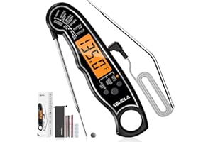TEMOLA Meat Thermometer, Instant Read Food for Cooking, Digital Food Thermometer with LCD Backlight for Candy Fry Grill BBQ Liquids, Kitchen Oven Safe Dual Probe 2 in 1