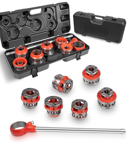 RIDGID 36480 Exposed Ratchet Threader Set - 1/2" To 1-1/4" NPT Pipe Threading Dies With Case