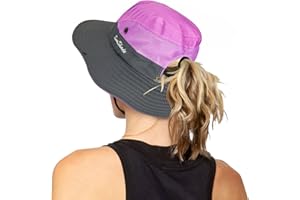 INOGIH Sombreros plegables de malla con protección UV para mujer, de ala ancha, para pesca, playa, con agujero para cola de caballo