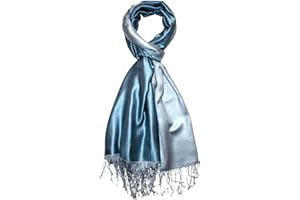 LORENZO CANA Sciarpa Italiana Pashmina Seta Rayon Scialle 75 '' x 28'' Double Face Blu Azzurro 7816811, Blu chiaro., Taglia unica