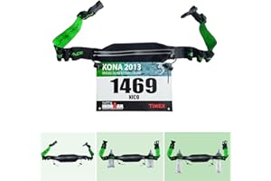 RACEPACE Triathlon Race Number Strap Running Belt with Pocket for Mobile Phone with Number Holder & 6 Holders Soft Flask or Gel for Jogging Cycling Marathons, black, standard size, Stretchy start number tape